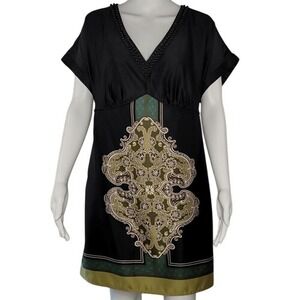 Lane Bryant‎ Black Embellished V-Neck Dress